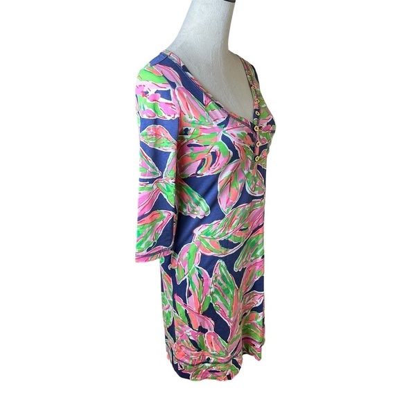 Lilly Pulitzer Vias Palmetto Mini Dress XS Pima Cotton Beach Tropical Resortwear - Picture 2 of 8